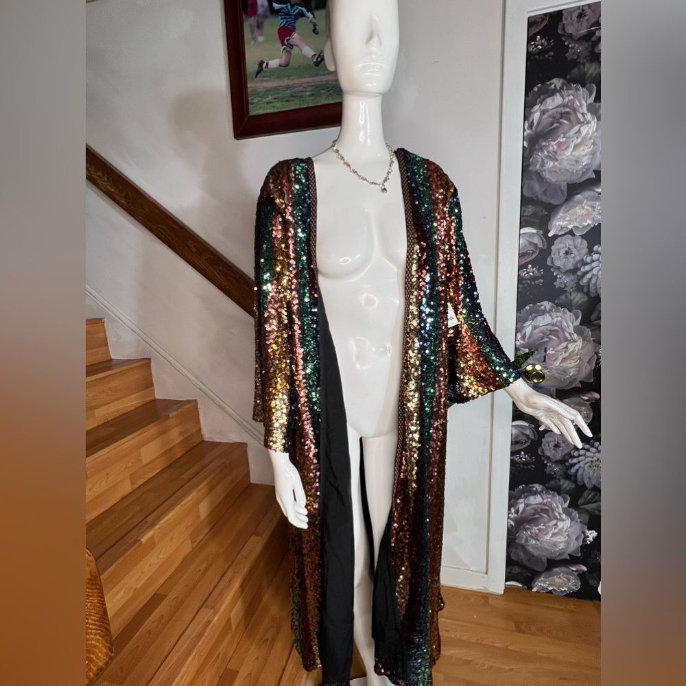 Free People Sequin Prism Kimono / Size ALL - Picture 4 of 8